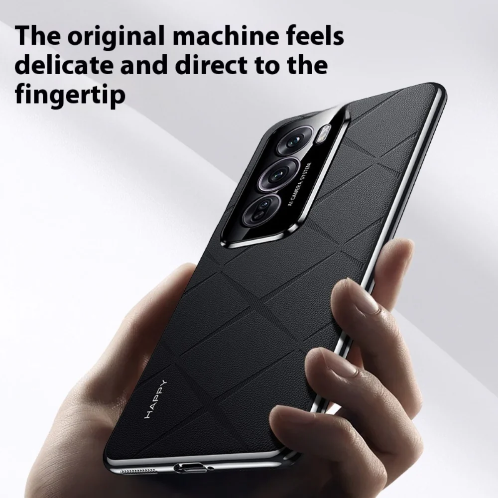 OPPO Reno12/Pro - Plain Leather PC Phone Case - Image 10