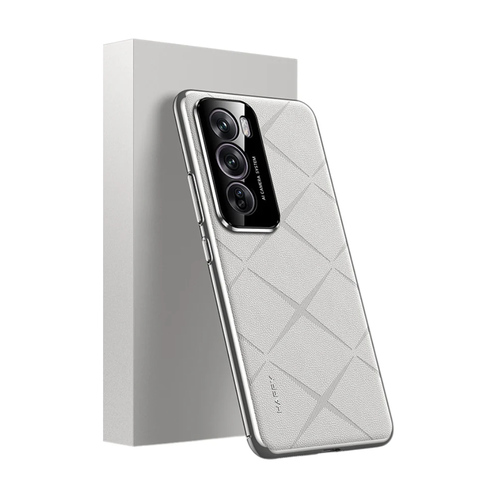 OPPO Reno12/Pro - Plain Leather PC Phone Case - Image 4