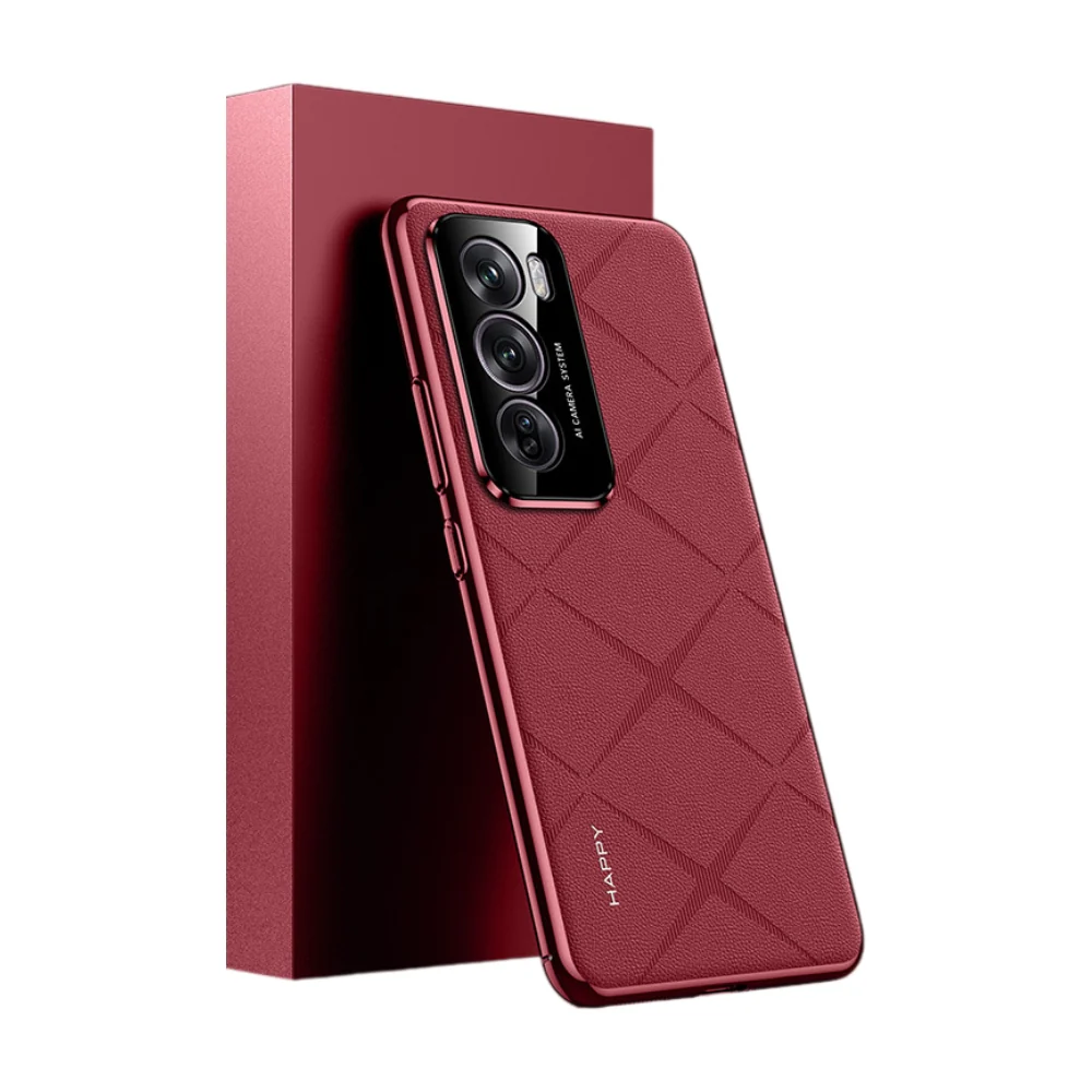 OPPO Reno12/Pro - Plain Leather PC Phone Case - Image 5