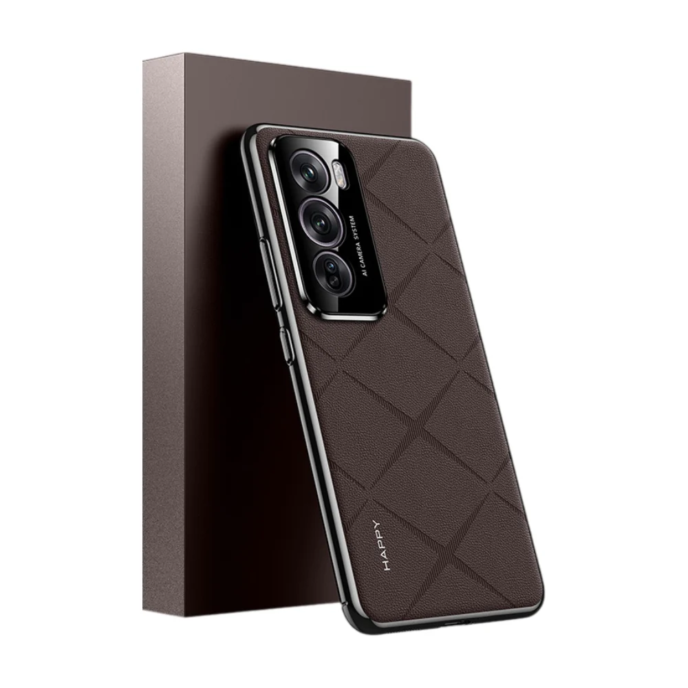 OPPO Reno12/Pro - Plain Leather PC Phone Case - Image 6