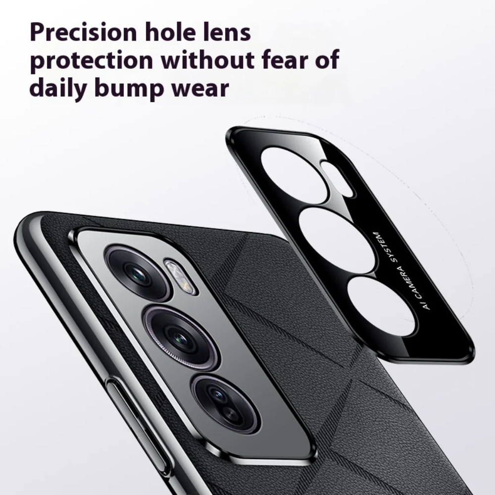 OPPO Reno12/Pro - Plain Leather PC Phone Case - Image 7