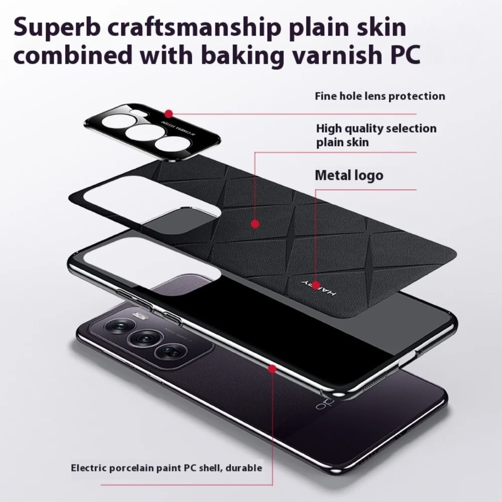 OPPO Reno12/Pro - Plain Leather PC Phone Case - Image 8