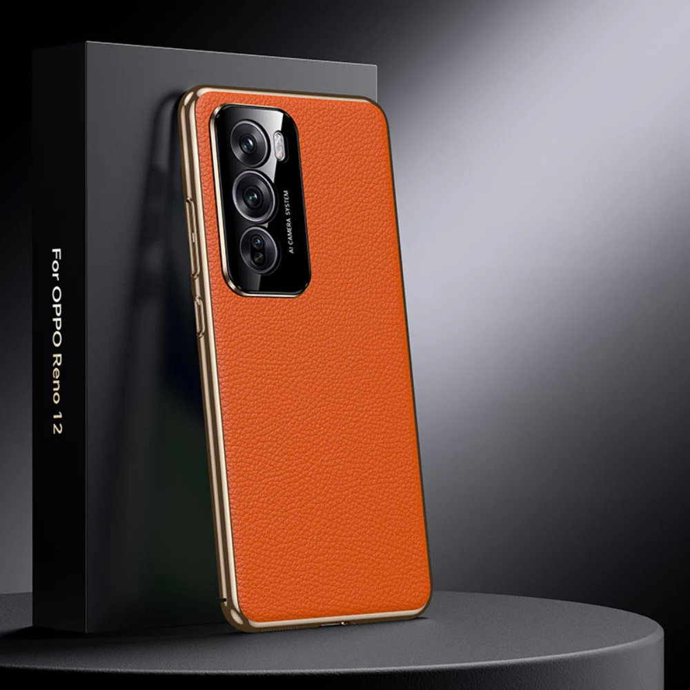 OPPO Reno11 Pro (CPH2607) - Electroplated Full Cover Genuine Leather Business Phone Case - Image 3