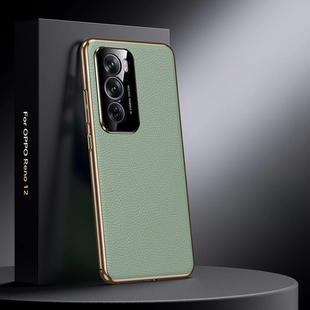 OPPO Reno11 Pro (CPH2607) - Electroplated Full Cover Genuine Leather Business Phone Case - Image 5