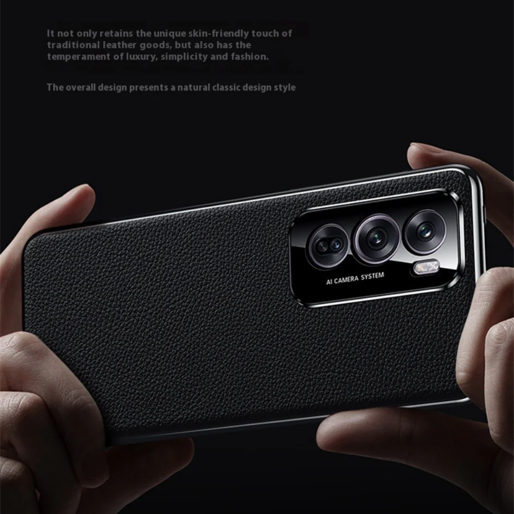 OPPO Reno11 Pro (CPH2607) - Electroplated Full Cover Genuine Leather Business Phone Case - Image 9
