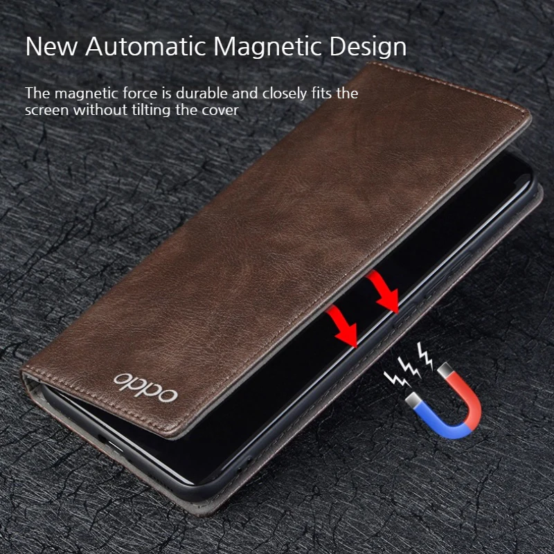 OPPO Reno15 Pro (CPH2813) - Business Genuine Leather Magnetic Flip Shockproof Protective Case - Image 10