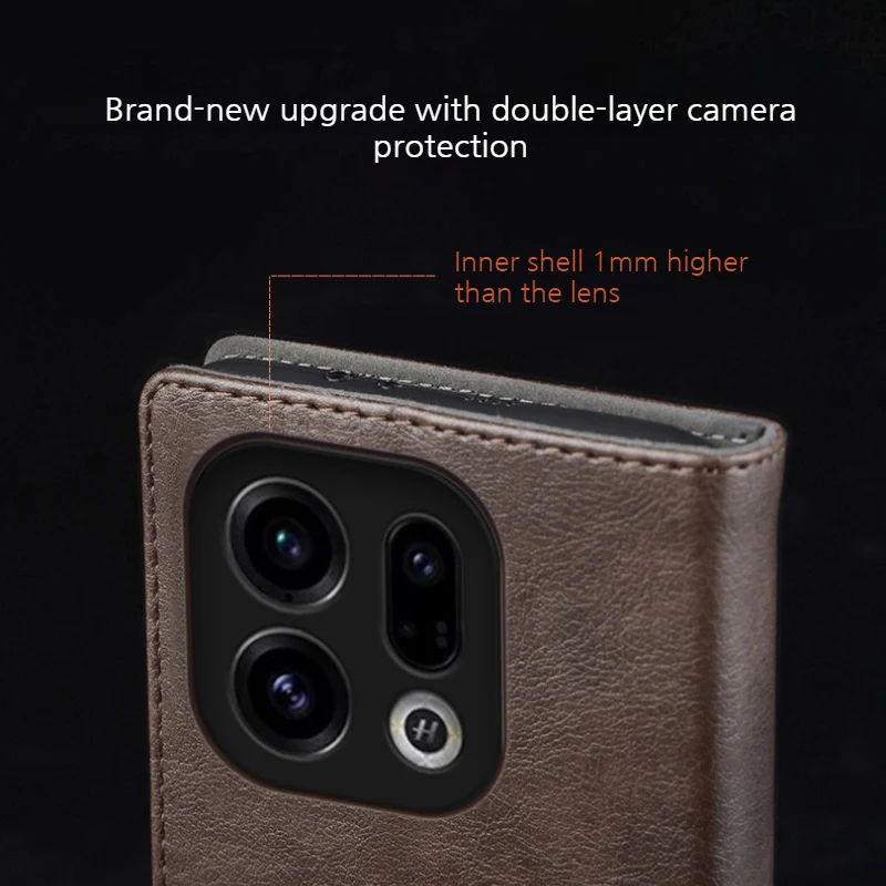 OPPO Reno15 Pro (CPH2813) - Business Genuine Leather Magnetic Flip Shockproof Protective Case - Image 11