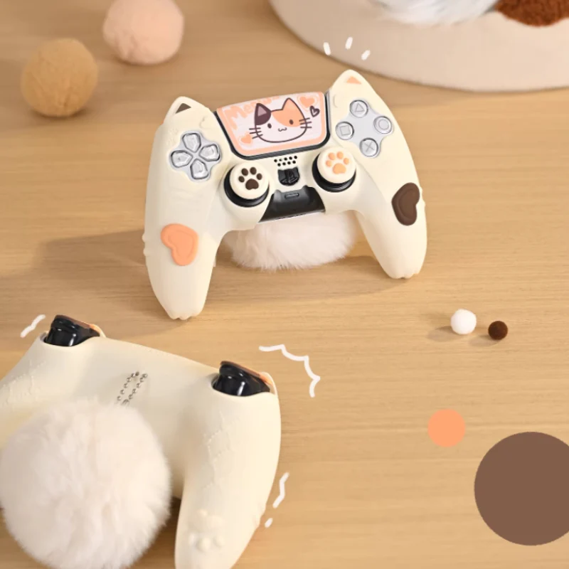 PlayStation PS5 DualSense Controller Silicone Protective Case with Calico Cat Ears – Cute Design for Kids - Image 3