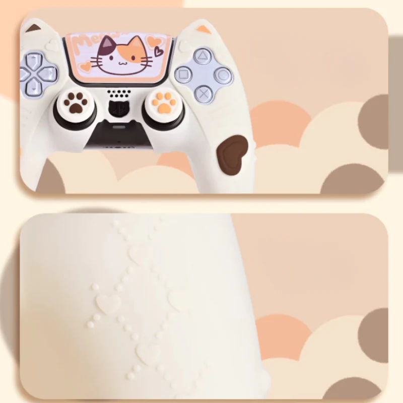 PlayStation PS5 DualSense Controller Silicone Protective Case with Calico Cat Ears – Cute Design for Kids - Image 6