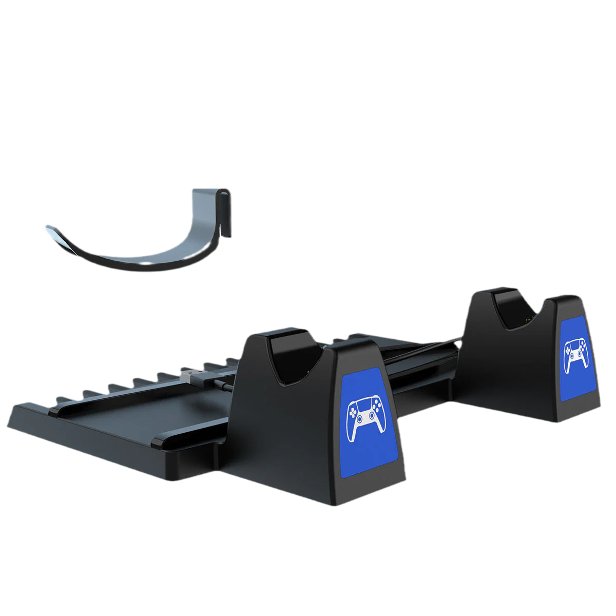 PlayStation PS5 Vertical Charging Dock Game Controller Charging Stand Storage Holder with Headset Hook Game Disc Container - Image 5