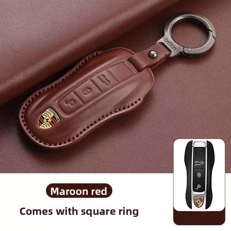 Porsche Full-wrap Genuine Leather Car Key Fob Case Cover For Macan, Cayenne, Panamera, 911, Boxster - Image 10