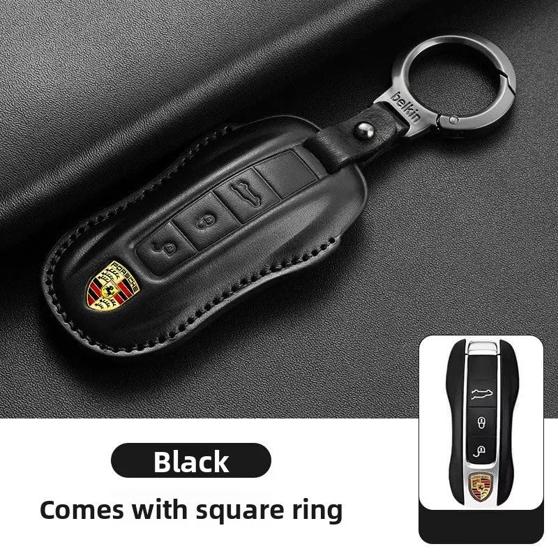 Porsche Full-wrap Genuine Leather Car Key Fob Case Cover For Macan, Cayenne, Panamera, 911, Boxster - Image 11