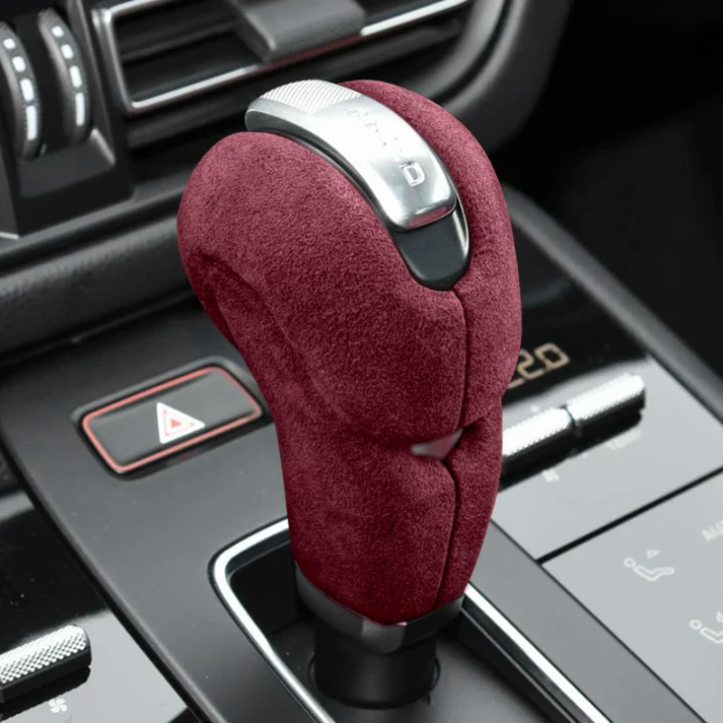 Porsche Macan Suede Gear Shift Knob Cover – Nano Adhesive Interior Trim Protection For Porsche Macan, Panamera, 718, 911, Cayman, and Boxster
