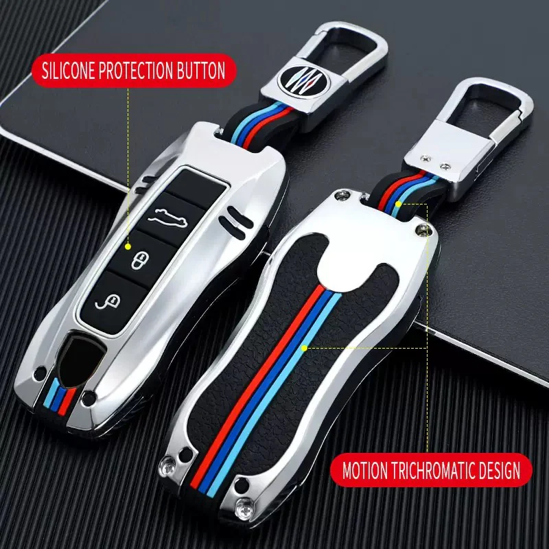 Porsche Metal Shell & Soft Silicone Full Protection Car Key Fob Case Cover For Cayenne, Panamera, 911 - Image 2