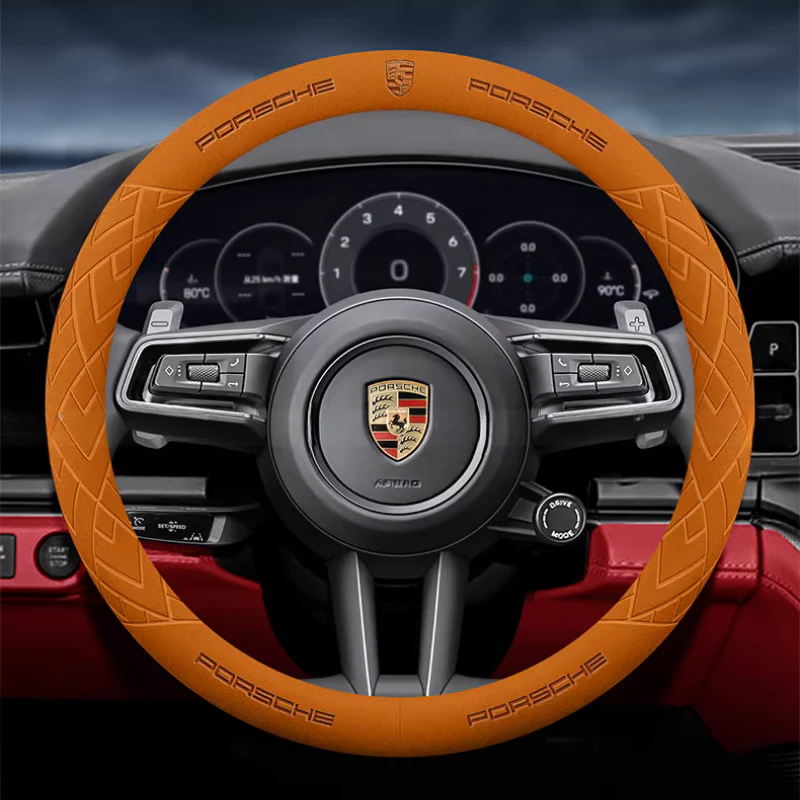 Porsche Premium Suede Steering Wheel Cover for Cayenne 718 Panamera 911 Macan - Image 4