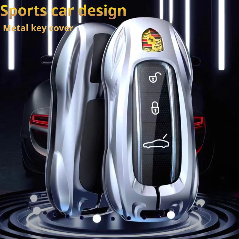 Porsche Stylish Metal Car Key Fob Case Cover For Cayenne, Macan, Panamera, Taycan, 718, 911 - Image 3