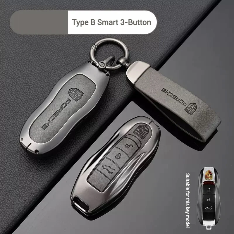 Porsche Zinc Alloy PU Leathe Car Key Fob Case Cover For Cayenne, Panamera, Macan, 911, Taycan - Image 11