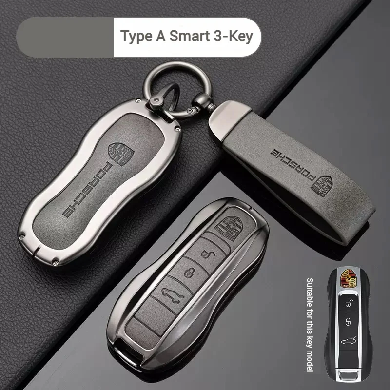 Porsche Zinc Alloy PU Leathe Car Key Fob Case Cover For Cayenne, Panamera, Macan, 911, Taycan - Image 7