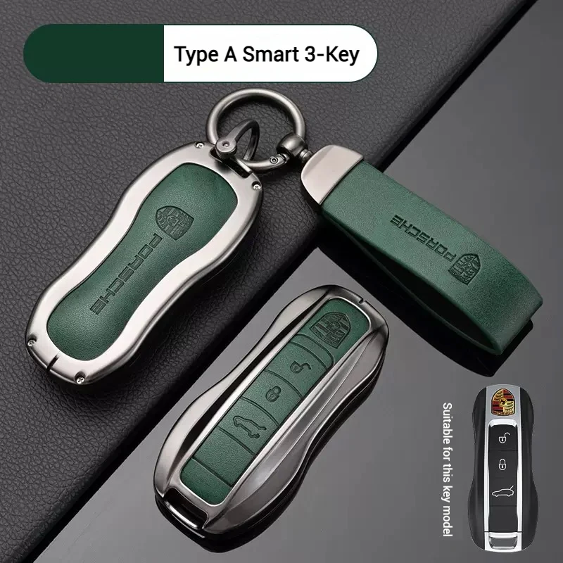 Porsche Zinc Alloy PU Leathe Car Key Fob Case Cover For Cayenne, Panamera, Macan, 911, Taycan - Image 9