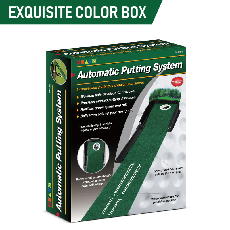Portable Golf Putting Mat Indoor & Outdoor Practice Trainer with Automatic Ball Return & Obstacles - Image 7