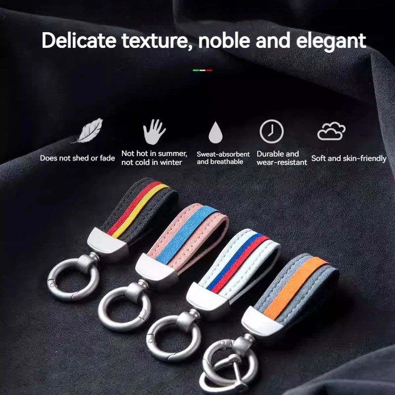 Premium Alcantara Two-Tone Matte Car Key Fob Keychain - Image 2