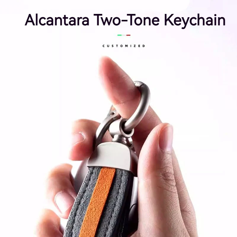 Premium Alcantara Two-Tone Matte Car Key Fob Keychain - Image 4