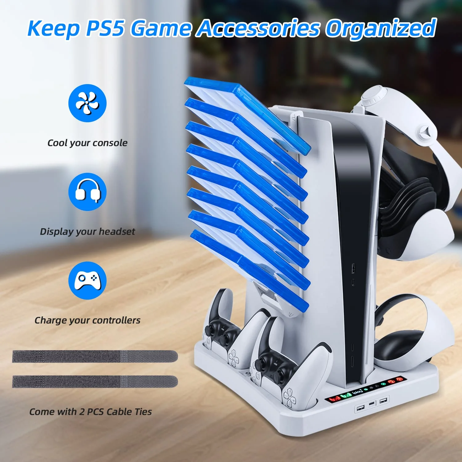 PS5/ PS VR2 Controller Multifunctional Cooling Stand with Charging - Image 11