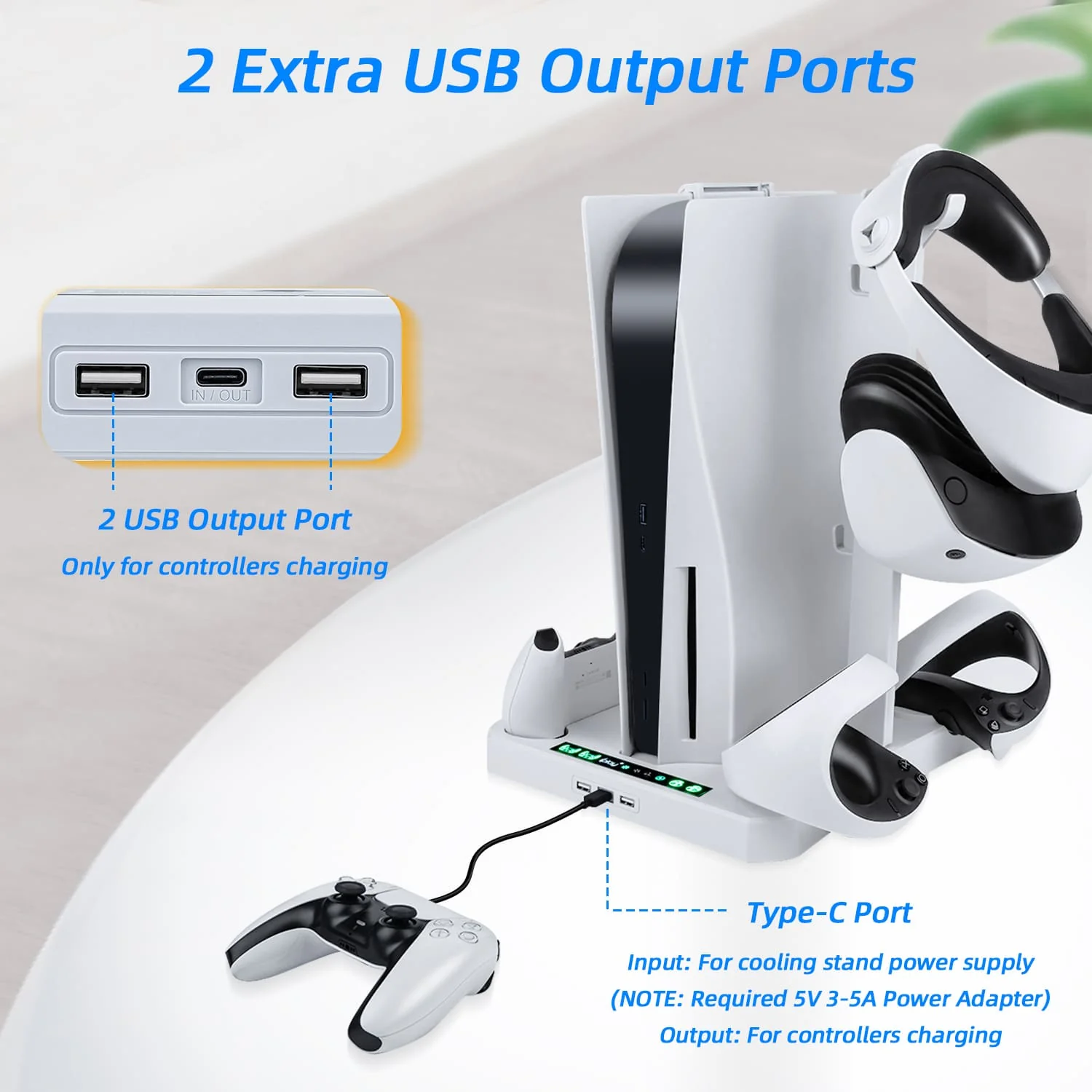PS5/ PS VR2 Controller Multifunctional Cooling Stand with Charging - Image 8
