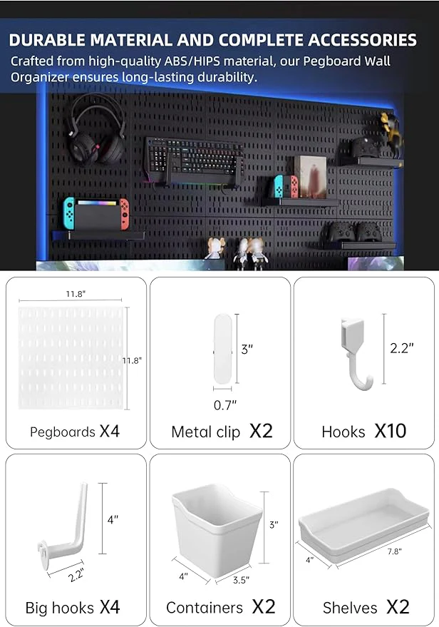 Revamp Your Space With A Versatile Pegboard Kit - Effortlessly Organize Home, Office, And Gaming Setup With Customizable Hanging Solutions - Image 2