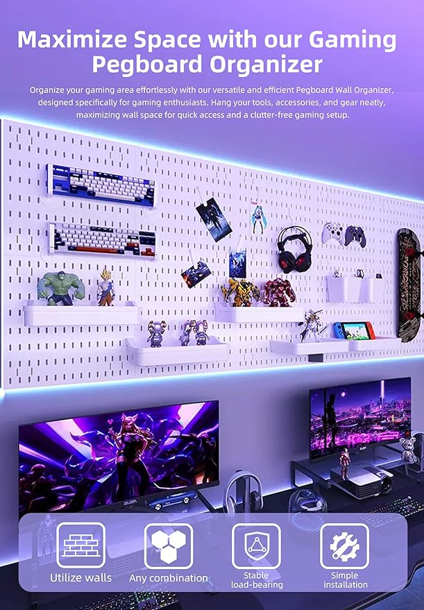 Revamp Your Space With A Versatile Pegboard Kit - Effortlessly Organize Home, Office, And Gaming Setup With Customizable Hanging Solutions - Image 4