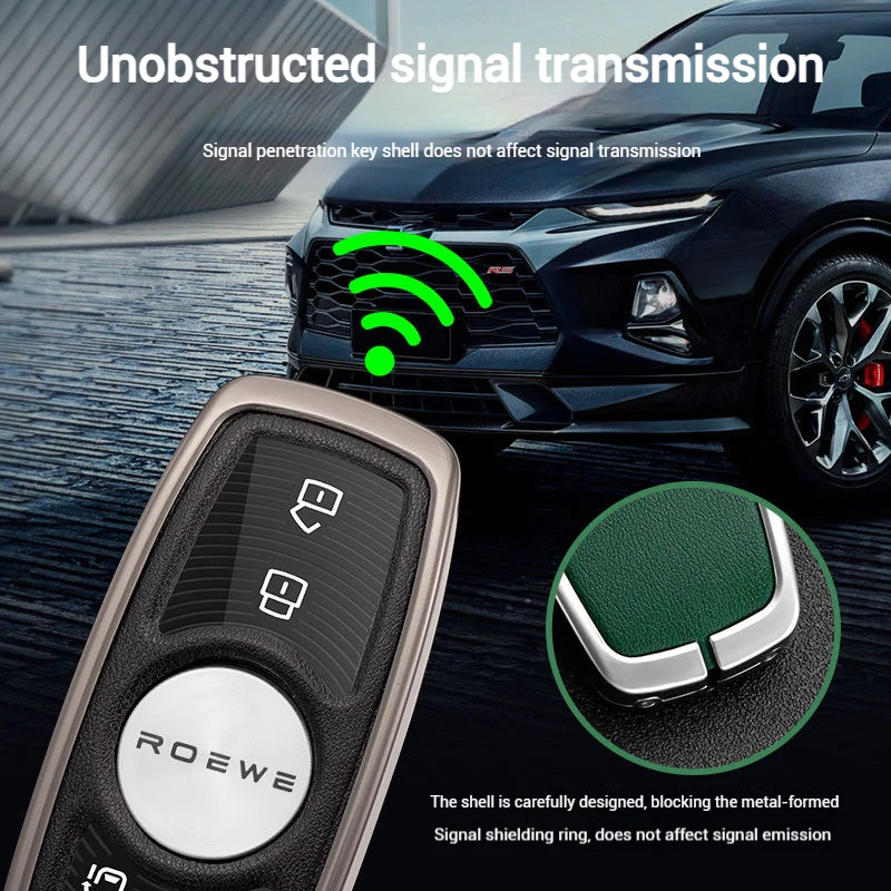 Roewe Zinc Alloy + Leather Car Key Fob Case Cover For Ei5, ERX5, eRX5, MARVEL X, i6, iMAX8 - Image 10