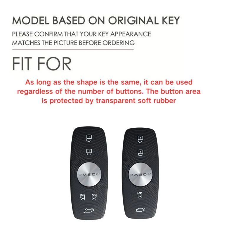 Roewe Zinc Alloy + Leather Car Key Fob Case Cover For Ei5, ERX5, eRX5, MARVEL X, i6, iMAX8 - Image 2