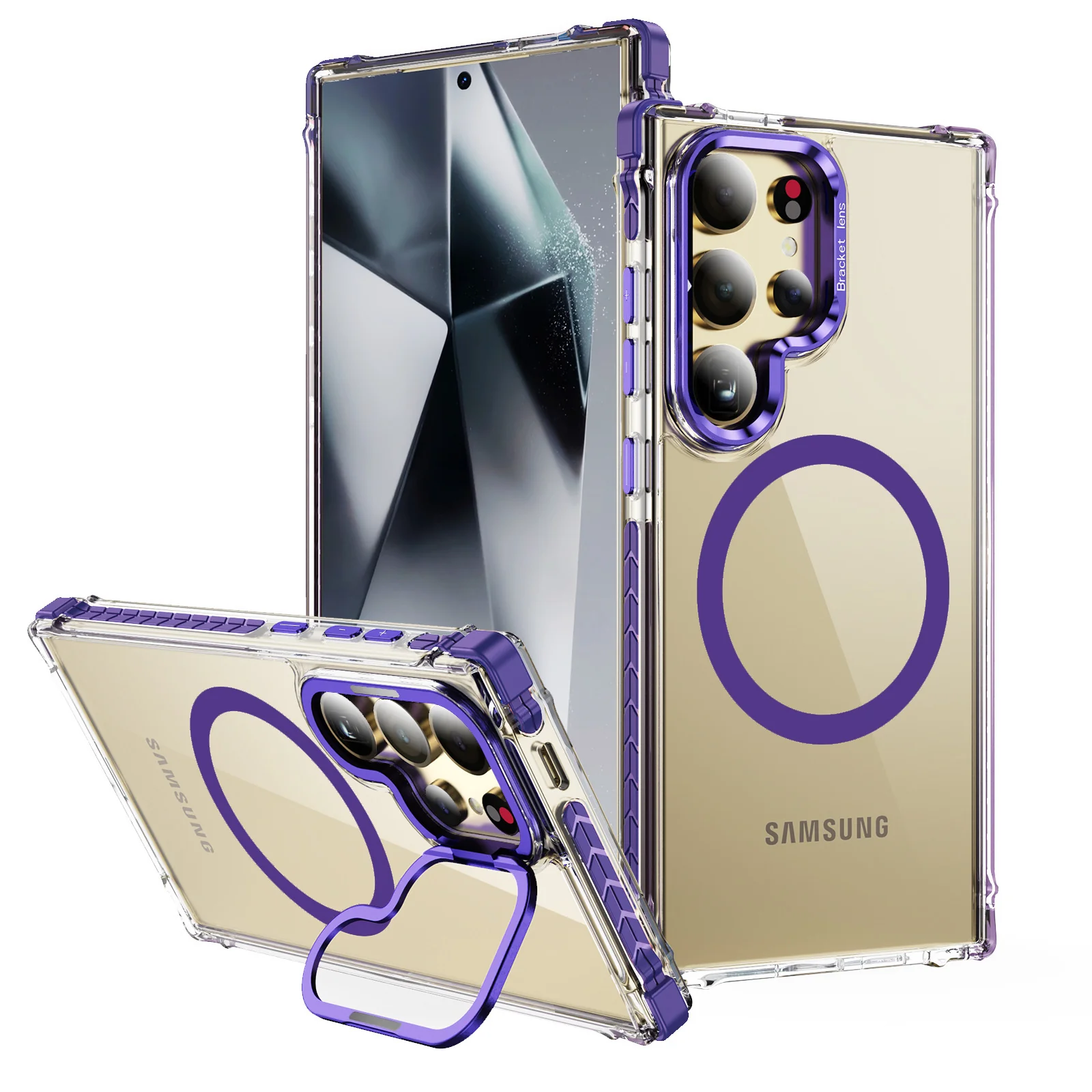 Samsung Galaxy A54 5G (A546) - Transparent Magnetic Ring Lens Stand Case - Image 5