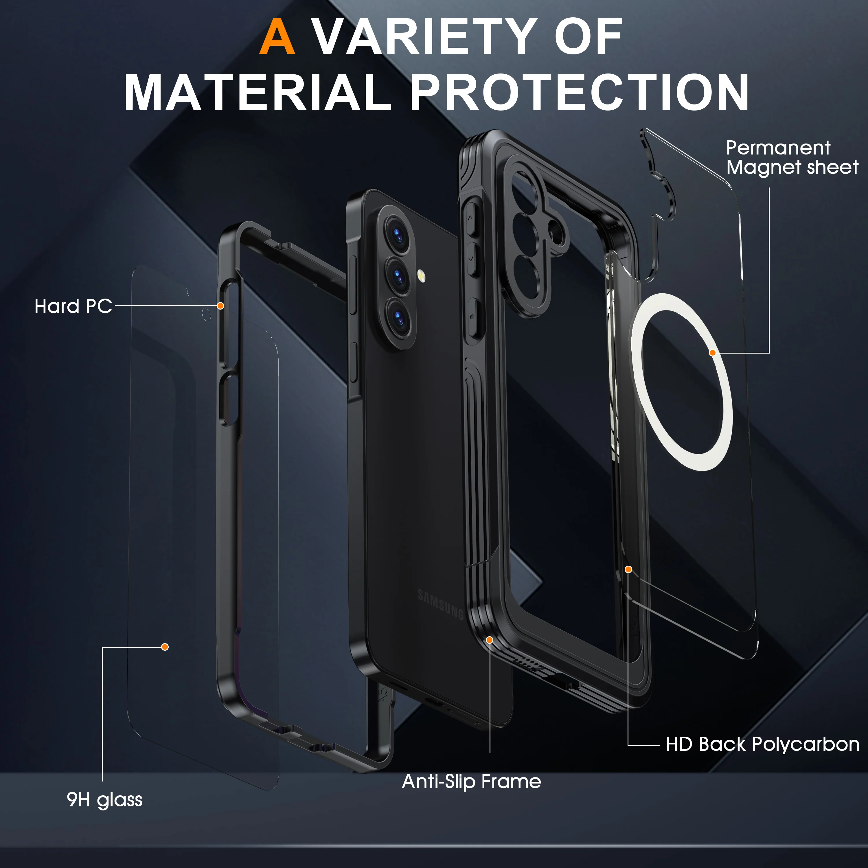 Samsung Galaxy A57 (A576) - 9H Glass Three-proof Full Cover Heavy Duty Series Case - Image 4