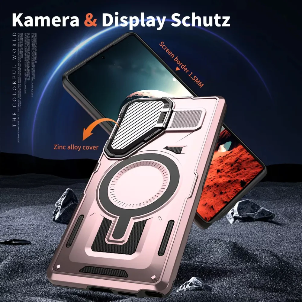 Samsung Galaxy A15 (SM-A155 / SM-A156) - Lens Cap Stand Magnetic Heavy Duty Series Case - Image 10