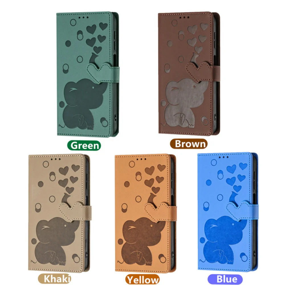 Samsung Galaxy A26 (SM-A266) - Cartoon Heart-shaped Elephant PU Leather Wallet Series Case - Image 3