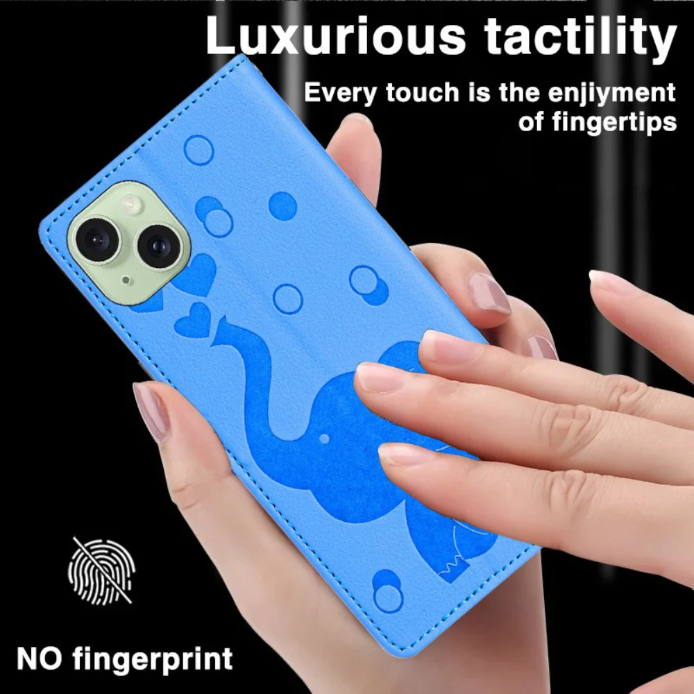 Samsung Galaxy A26 (SM-A266) - Cartoon Heart-shaped Elephant PU Leather Wallet Series Case - Image 8