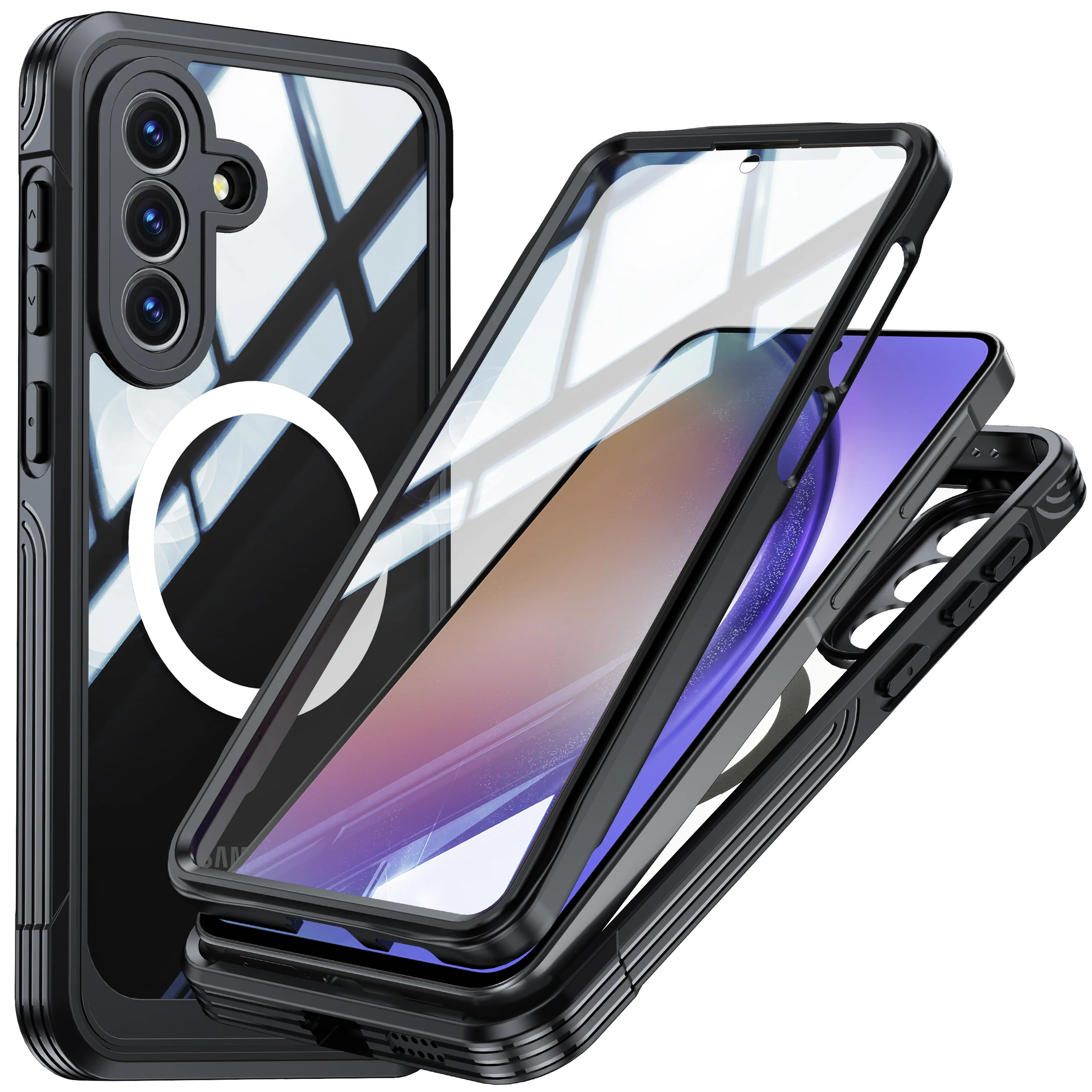 Samsung Galaxy A57 (A576) - 9H Glass Three-proof Full Cover Heavy Duty Series Case