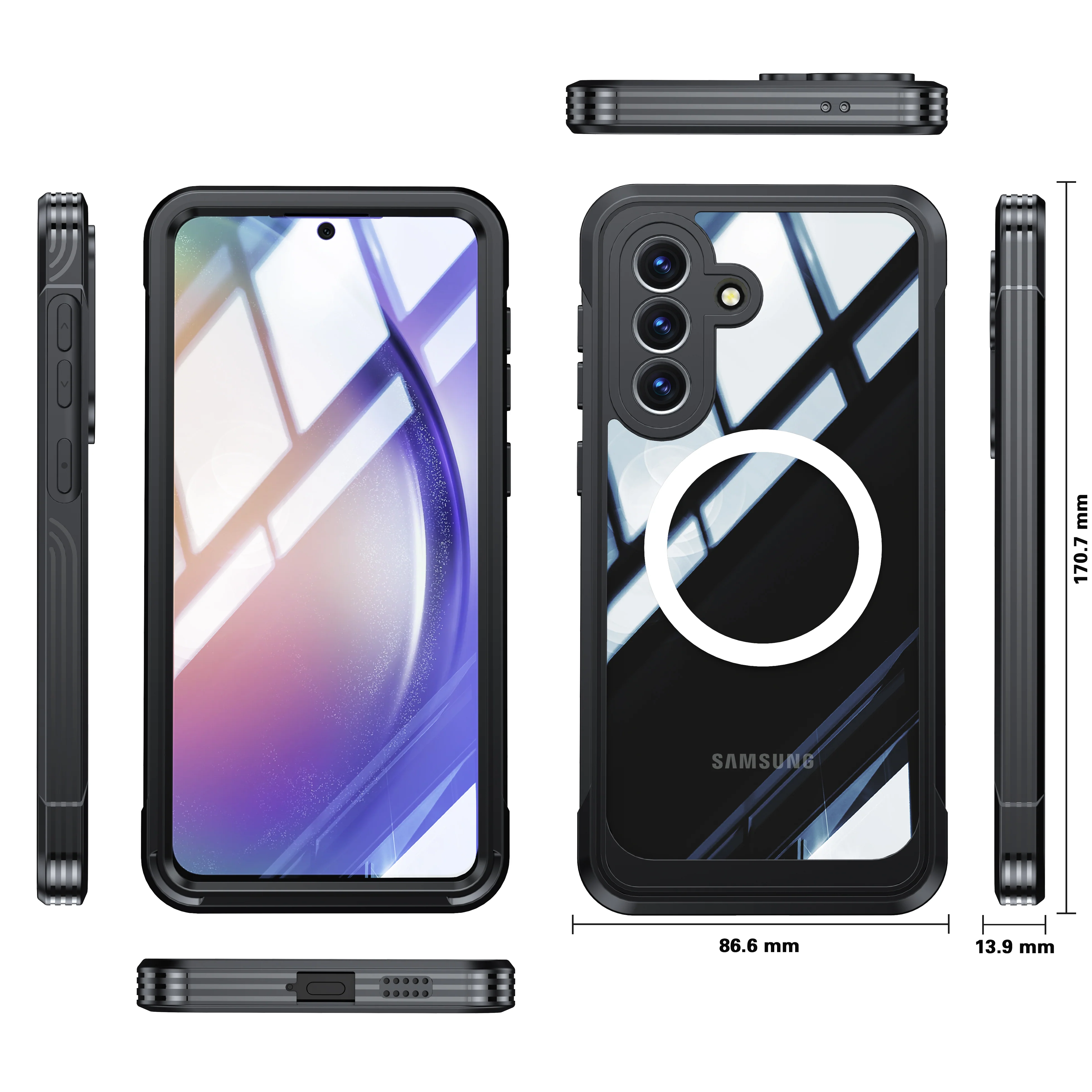 Samsung Galaxy A57 (A576) - 9H Glass Three-proof Full Cover Heavy Duty Series Case - Image 8