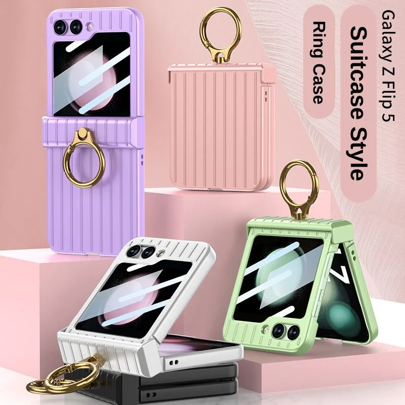Samsung Galaxy Flip 5 (SM-F731) - Suitcase Style Ring Holder Case - Image 2