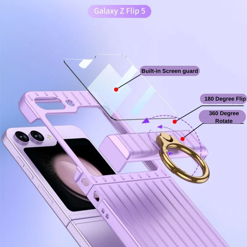 Samsung Galaxy Flip 5 (SM-F731) - Suitcase Style Ring Holder Case - Image 5