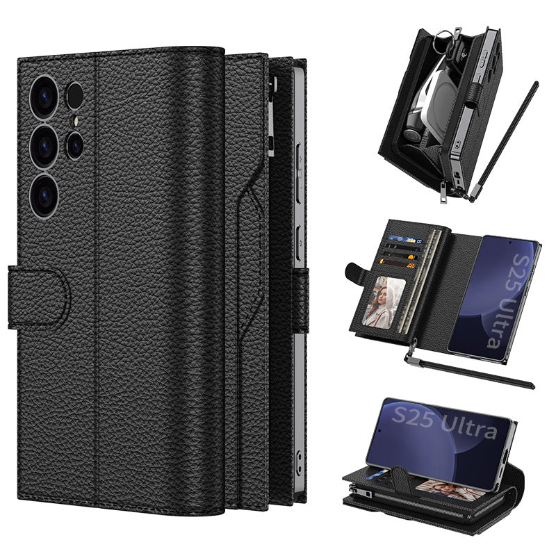 Samsung galaxy S23 Ultra 5G (SM-S918) - Multifunctional Zipper Style PU Leather Wallet Series Case - Image 3