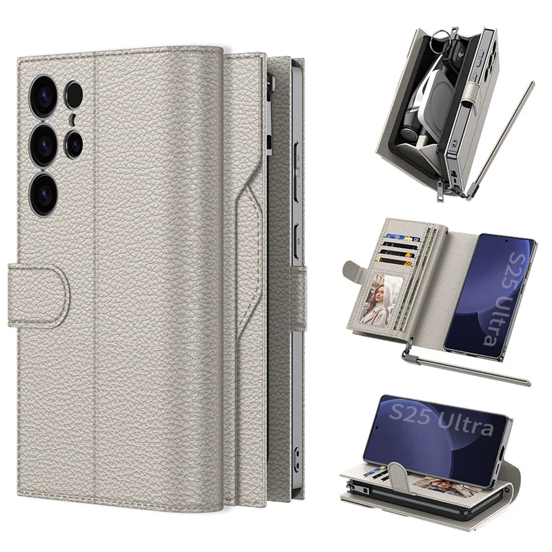 Samsung galaxy S23 Ultra 5G (SM-S918) - Multifunctional Zipper Style PU Leather Wallet Series Case - Image 5