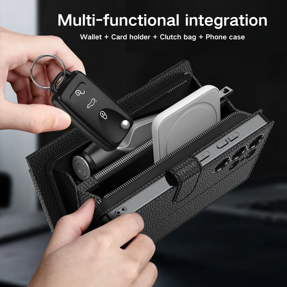 Samsung galaxy S23 Ultra 5G (SM-S918) - Multifunctional Zipper Style PU Leather Wallet Series Case - Image 7