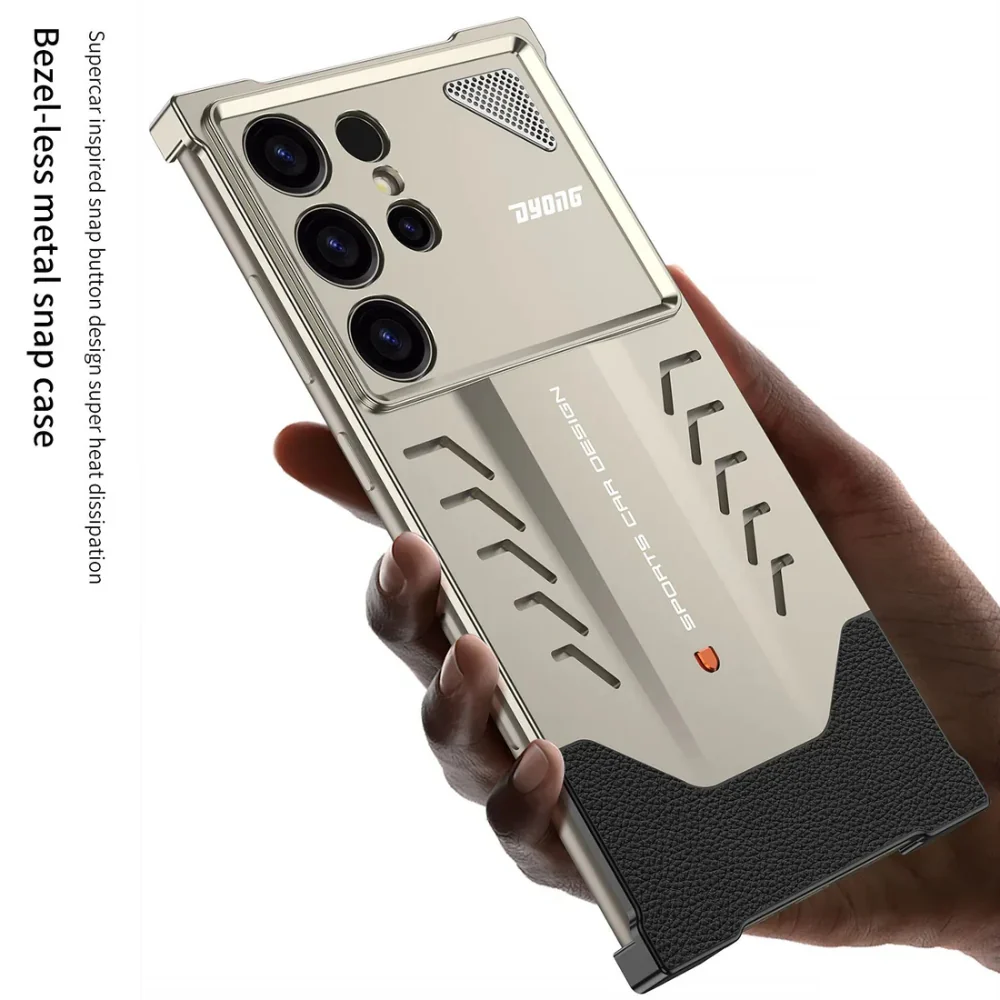 Samsung galaxy S25 Ultra 5G (SM-S938) - Borderless Aluminum Alloy Leather Snap Metal Case - Image 6