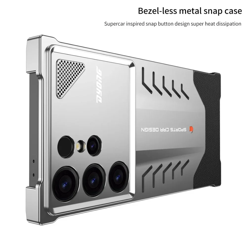Samsung galaxy S25 Ultra 5G (SM-S938) - Borderless Aluminum Alloy Leather Snap Metal Case - Image 7