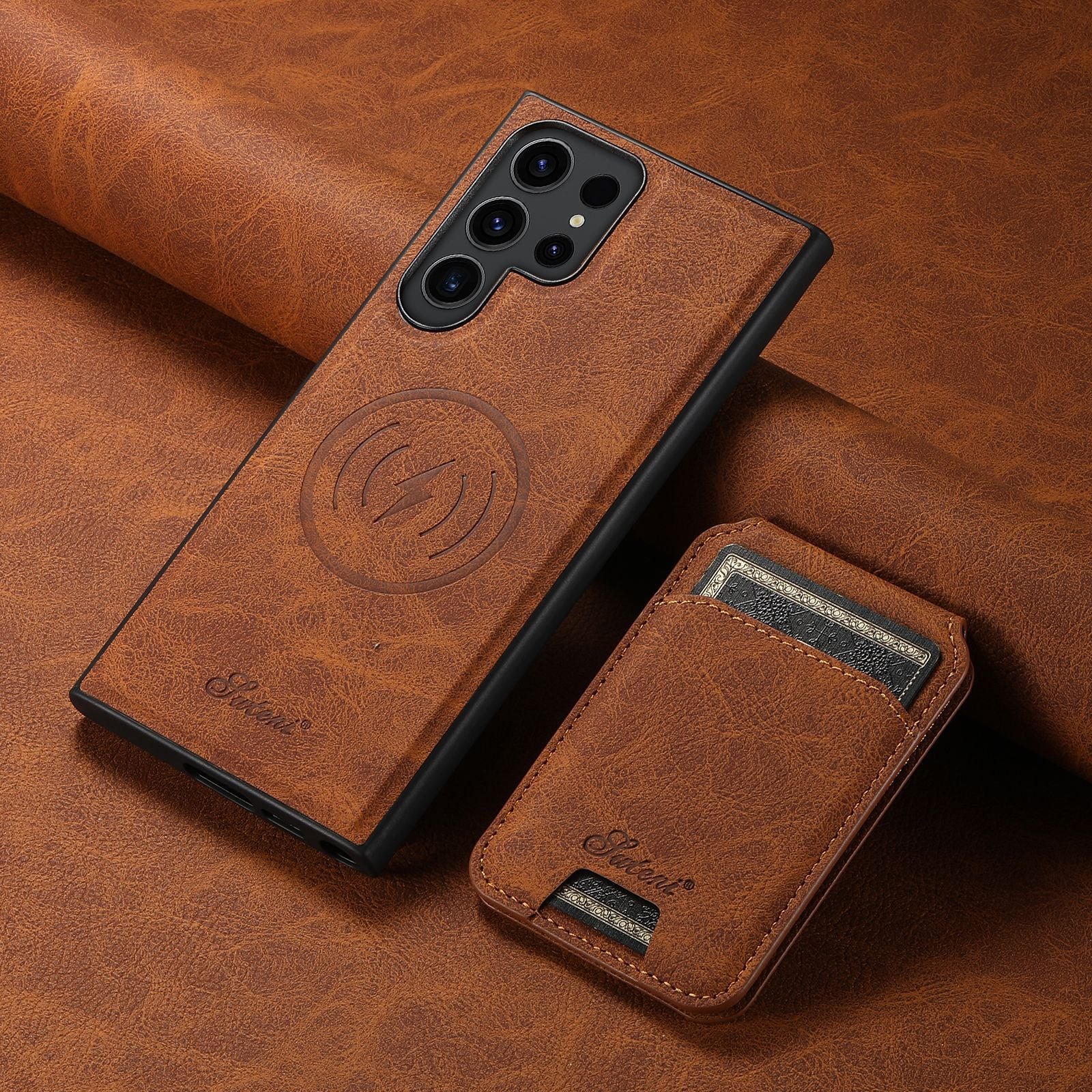 Samsung Galaxy S25 Plus/Ultra - Business Detachable Magnetic Leather Card Holder Stand Case - Image 10