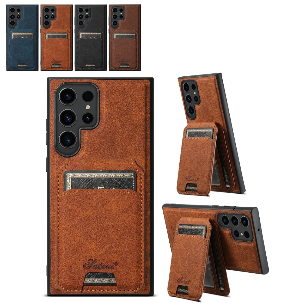 Samsung Galaxy S25 Plus/Ultra - Business Detachable Magnetic Leather Card Holder Stand Case - Image 2