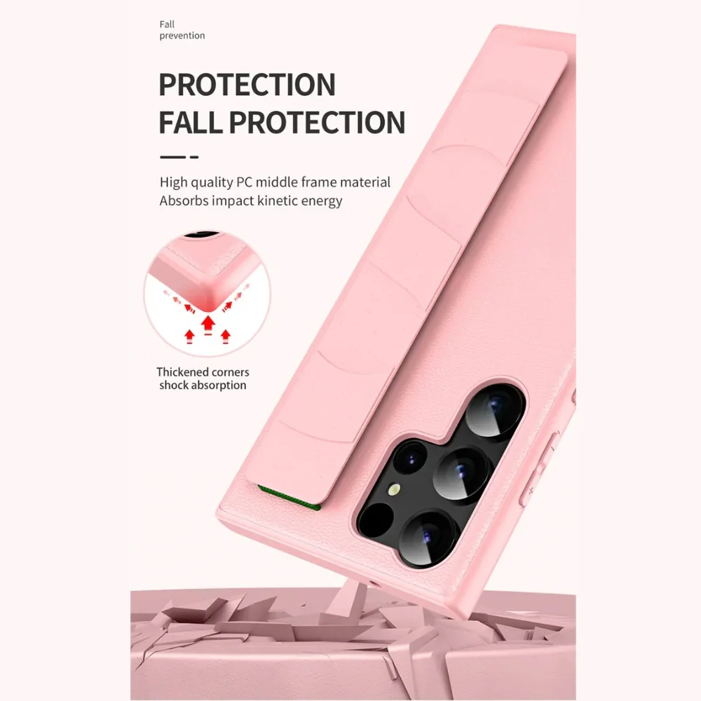 Samsung Galaxy S25/Plus/Ultra - Skin-friendly Shockproof Leather Case With Elastic Wristband - Image 13