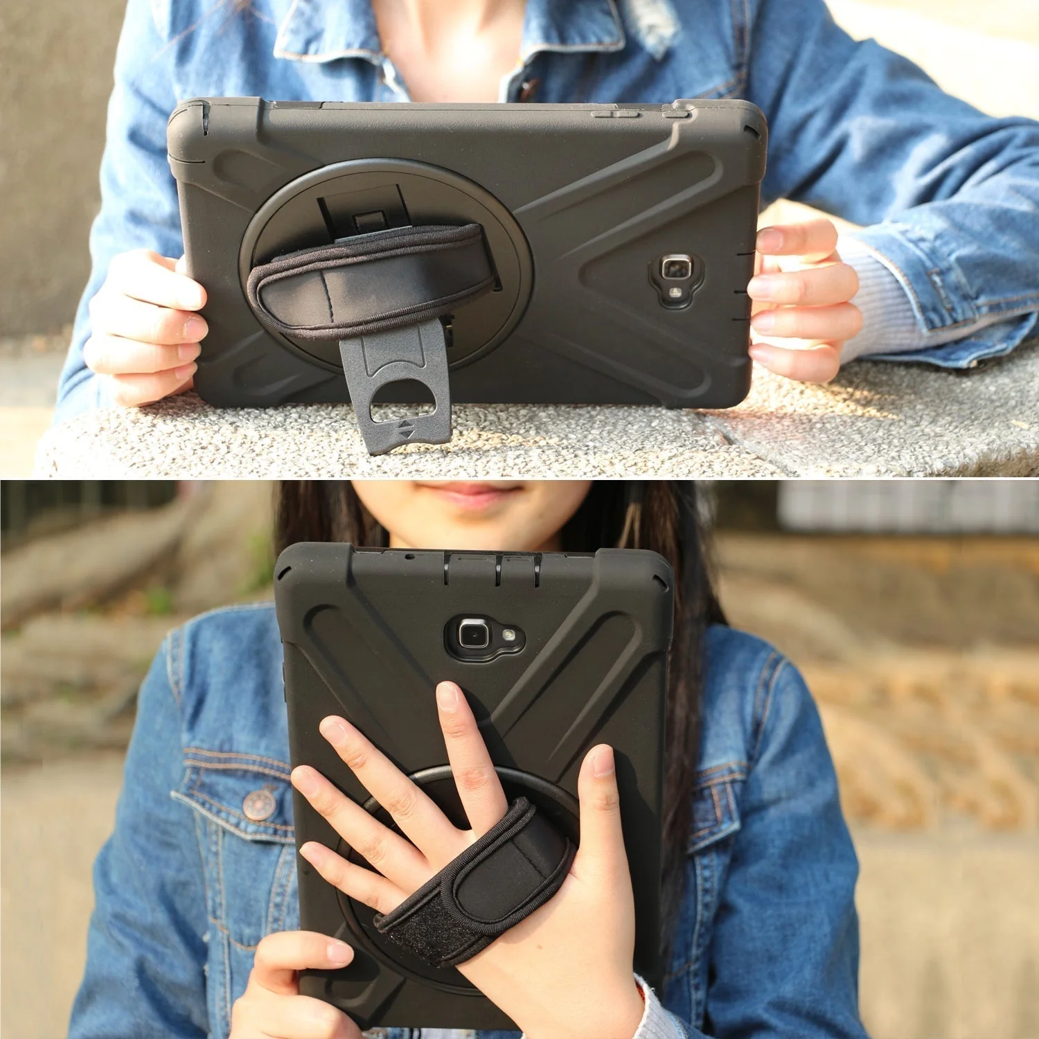 Samsung Galaxy Tab A 10.1" 2016 With S Pen (P580/P585) Heavy Duty 360 Degree Rotate Stand Hand Strap Case - Image 2